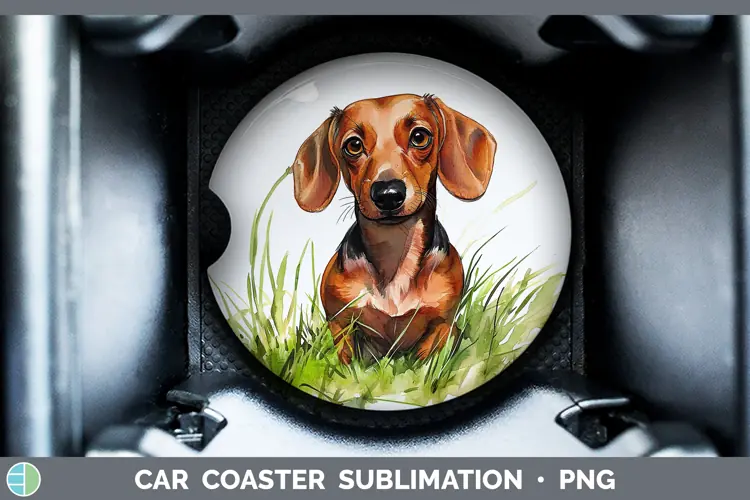 Watercolor Dachshund Car Coaster Sublimation Designs