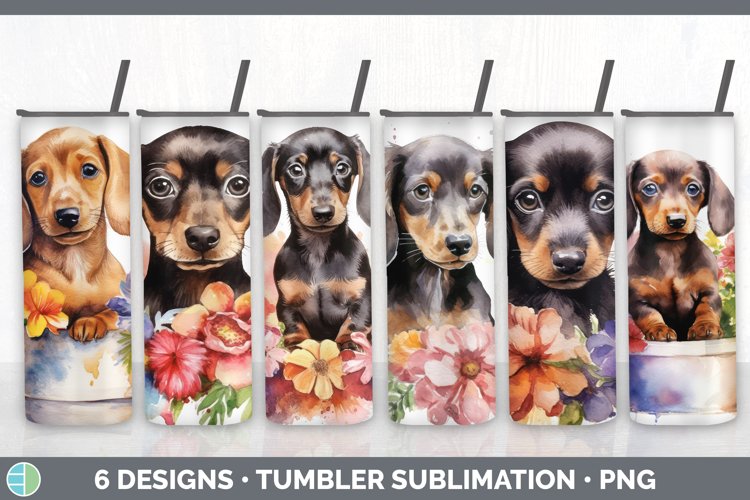 Watercolor Dachshund Dog Tumbler | Sublimation 20 oz Skinny