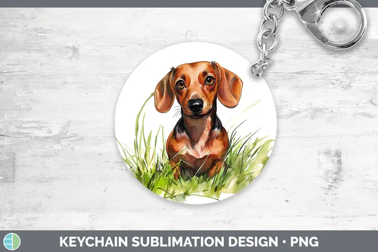 Watercolor Dachshund Keychain Sublimation Keyring Designs