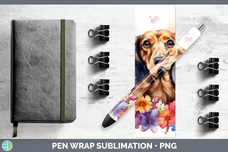Watercolor Dachshund Pen Wrap Sublimation Epoxy Pen Designs