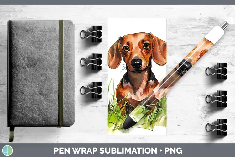 Watercolor Dachshund Pen Wrap Sublimation Pen Designs