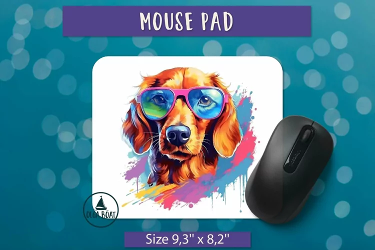 Watercolor dachshund png | Mouse pad sublimation design