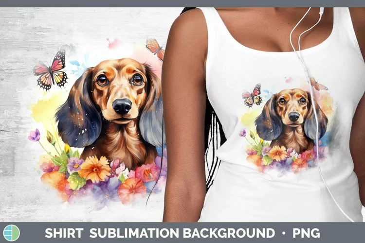 Watercolor Dachshund Shirt Sublimation Sublimation Backgroun