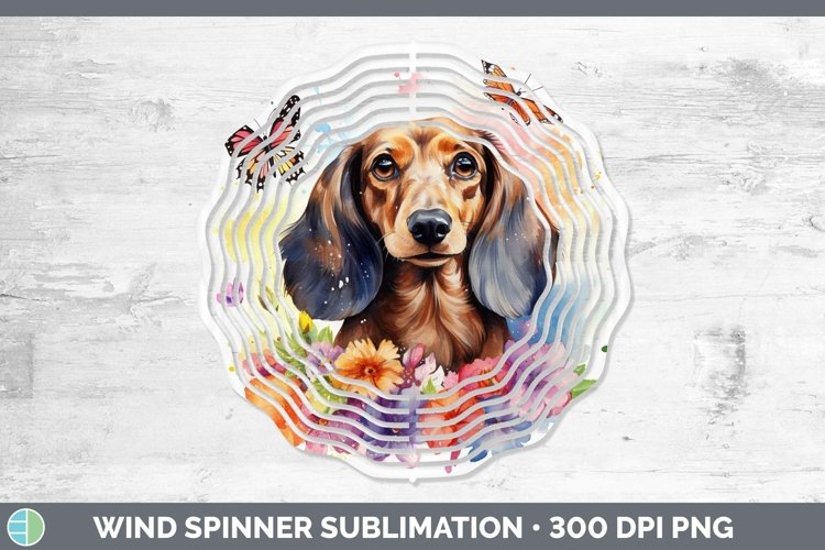 Watercolor Dachshund Wind Spinner Sublimation Spinner Design