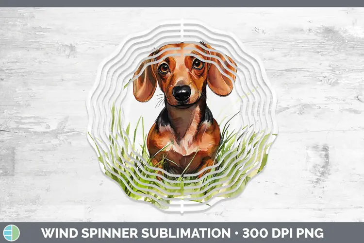 Watercolor Dachshund Wind Spinner Sublimation Spinner Design