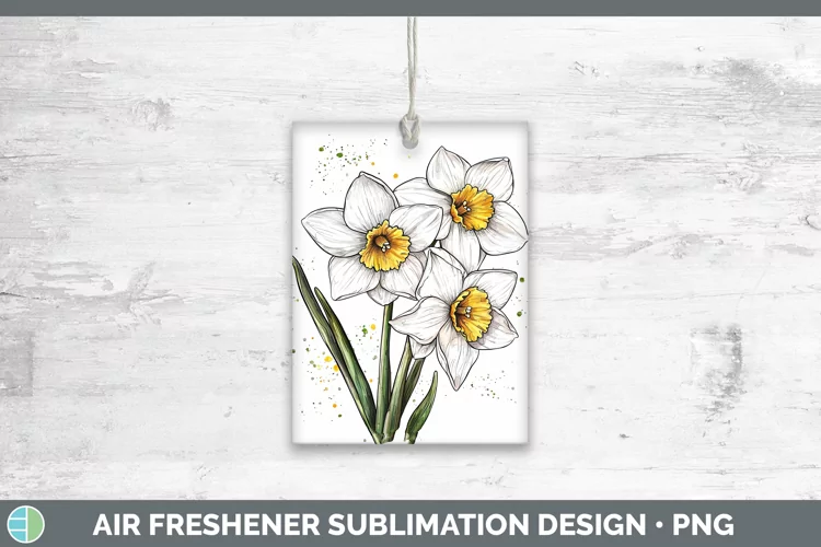 Watercolor Daffodil Air Freshener Sublimation Car Freshener