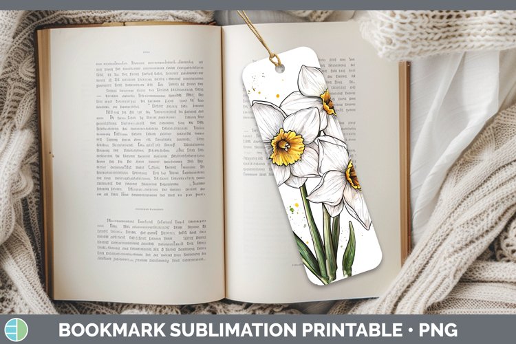 Watercolor Daffodil Bookmark Sublimation Printable Designs