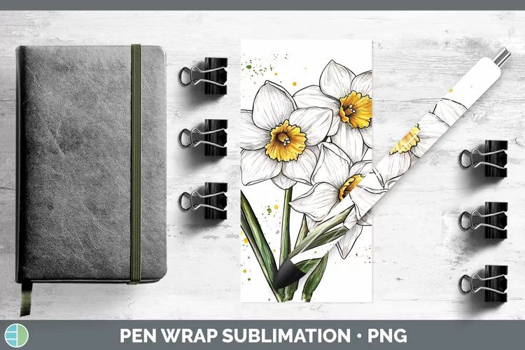 Watercolor Daffodil Pen Wrap Sublimation Pen Designs