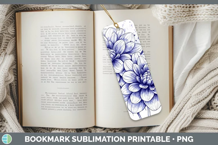 Watercolor Dahlia Bookmark Sublimation Printable Designs