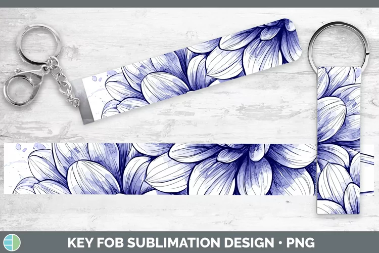 Watercolor Dahlia Key Fob Sublimation Wristlet Designs