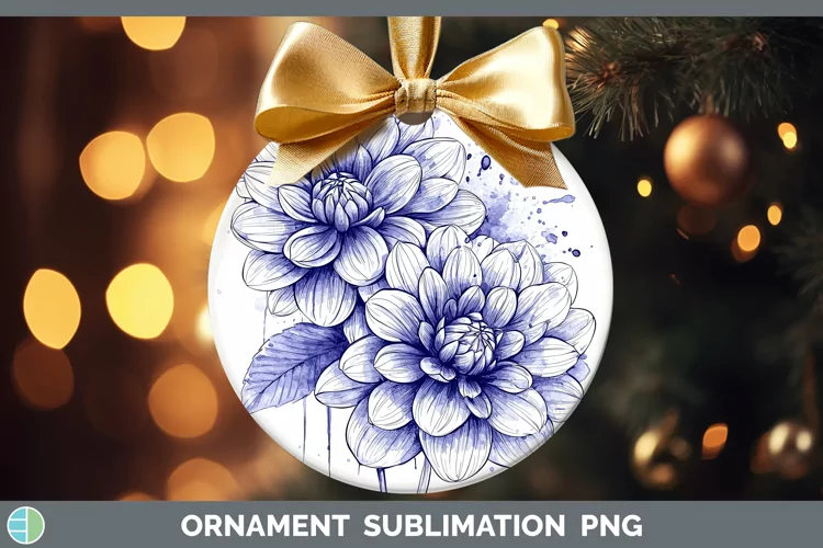 Watercolor Dahlia Ornament Sublimation Bauble Designs
