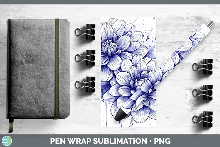 Watercolor Dahlia Pen Wrap Sublimation Pen Designs