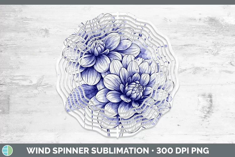 Watercolor Dahlia Wind Spinner Sublimation Spinner Designs