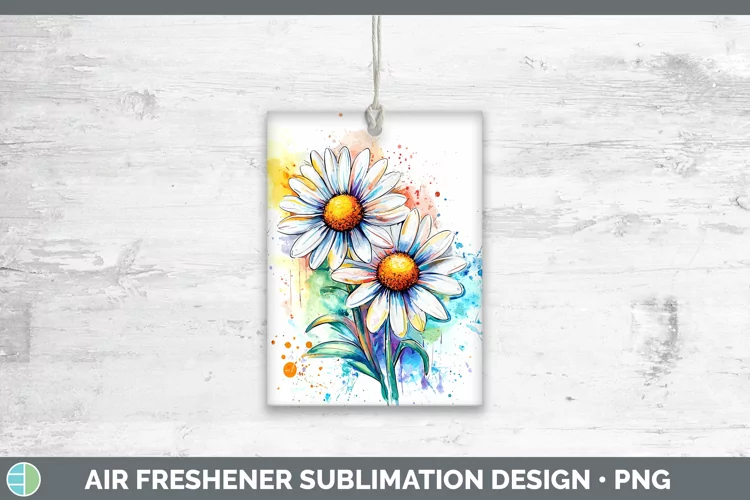 Watercolor Daisies Air Freshener Sublimation Car Freshener D