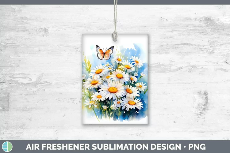 Watercolor Daisies Air Freshener | Sublimation Car Freshener