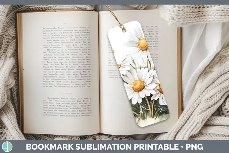 Watercolor Daisies Bookmark Sublimation Printable Designs