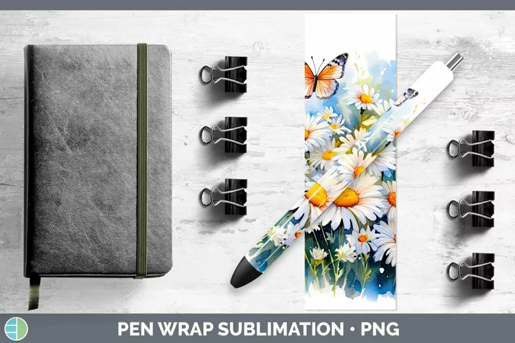 Watercolor Daisies Pen Wrap Sublimation Epoxy Pen Designs