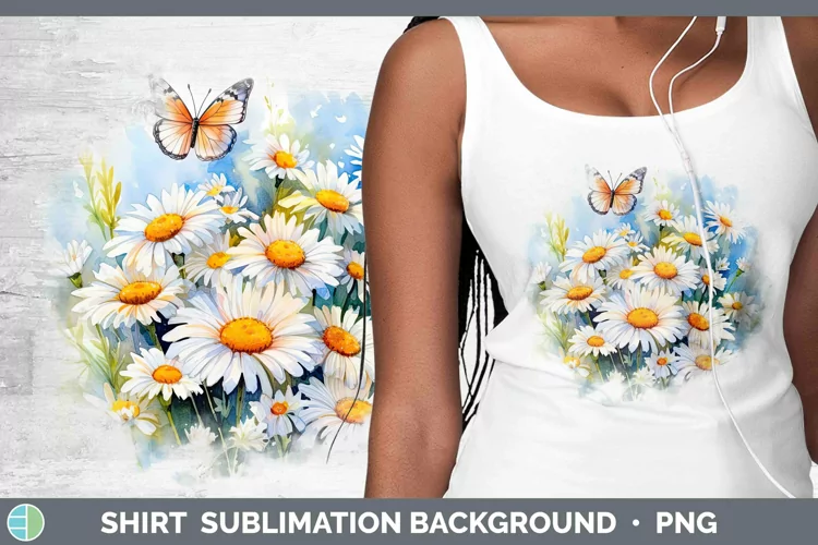 Watercolor Daisies Shirt Sublimation Sublimation Background