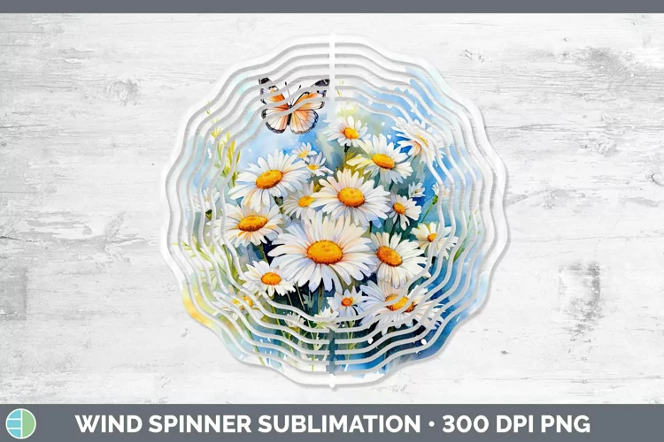 Watercolor Daisies Wind Spinner Sublimation Spinner Designs