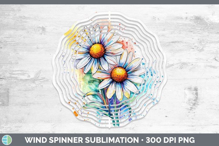 Watercolor Daisies Wind Spinner Sublimation Spinner Designs