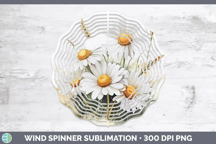 Watercolor Daisies Wind Spinner Sublimation Spinner Designs
