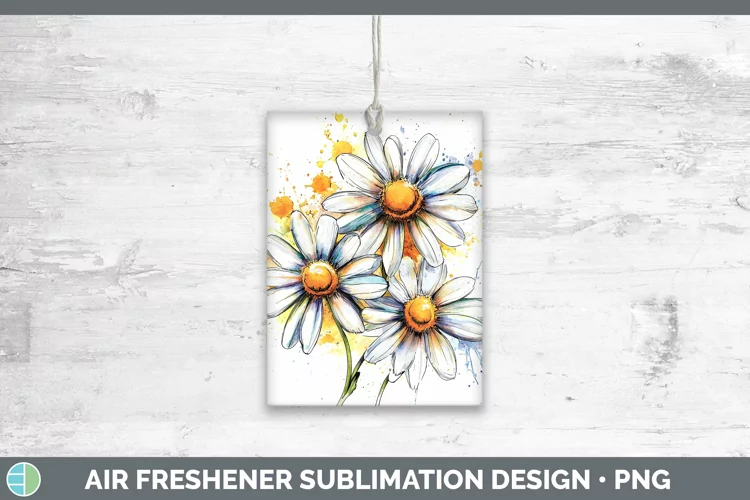 Watercolor Daisy Air Freshener Sublimation Car Freshener Des