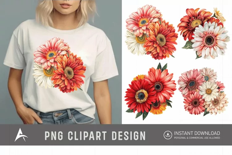 Watercolor Daisy and Gerbera Clipart