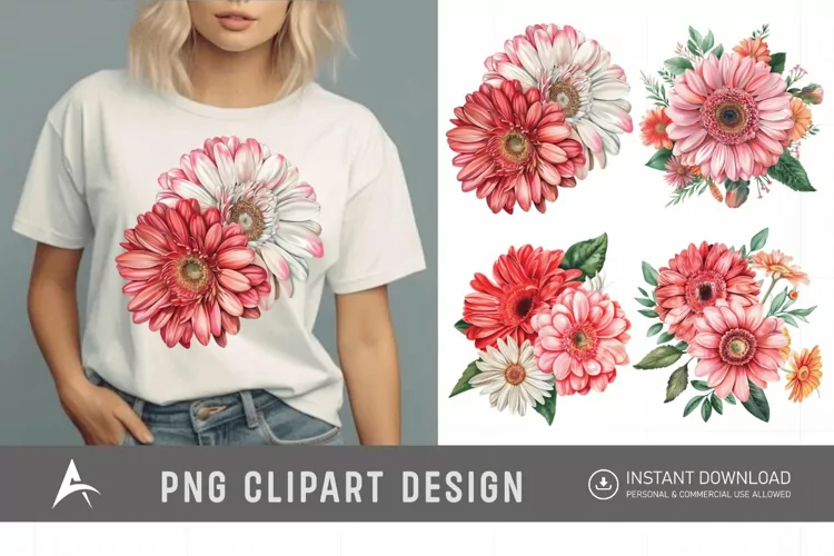 Watercolor Daisy and Gerbera Clipart