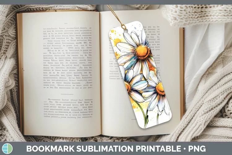 Watercolor Daisy Bookmark Sublimation Printable Designs
