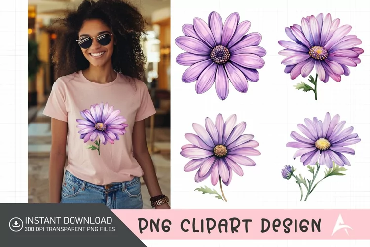 Watercolor Daisy Clipart,Floral Watercolor Clipart