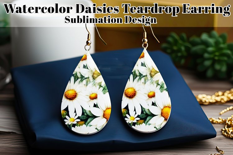 Daisy Teardrop Earring, Floral Sublimation Daisy Earring, d1