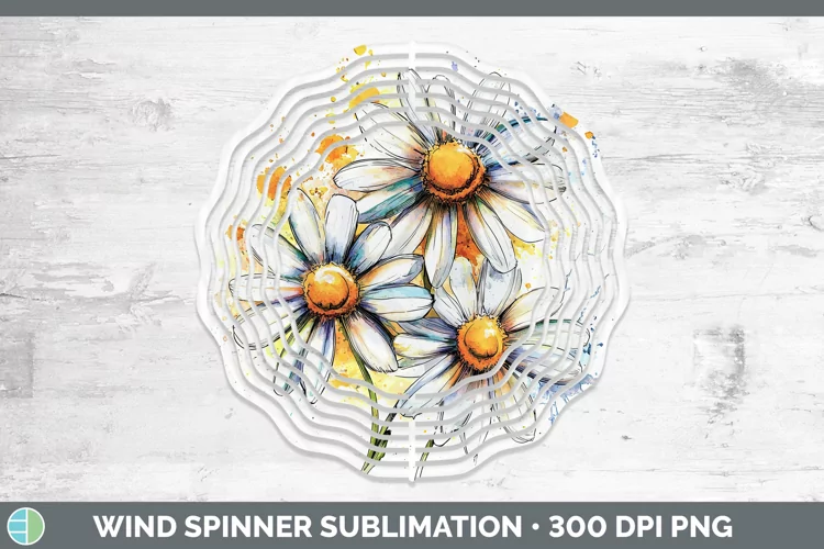 Watercolor Daisy Wind Spinner Sublimation Spinner Designs