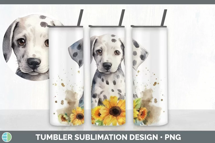 Watercolor Dalmatian Dog Tumbler | Sublimation 20 oz Skinny