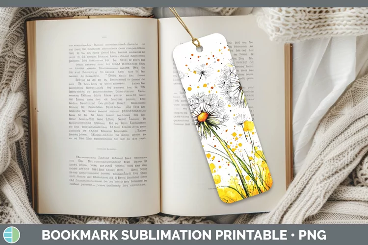 Watercolor Dandelion Bookmark Sublimation Printable Designs