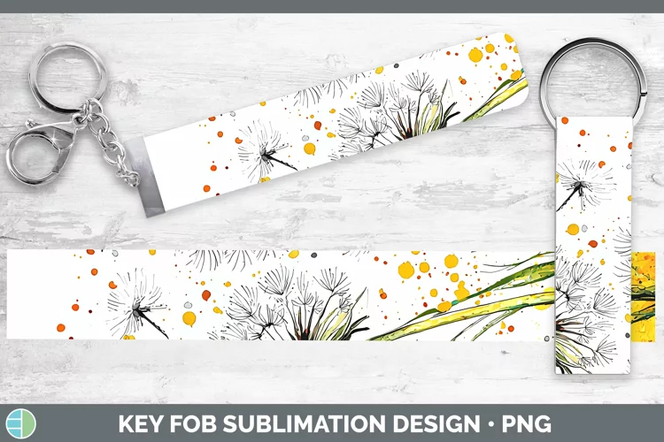Watercolor Dandelion Key Fob Sublimation Wristlet Designs