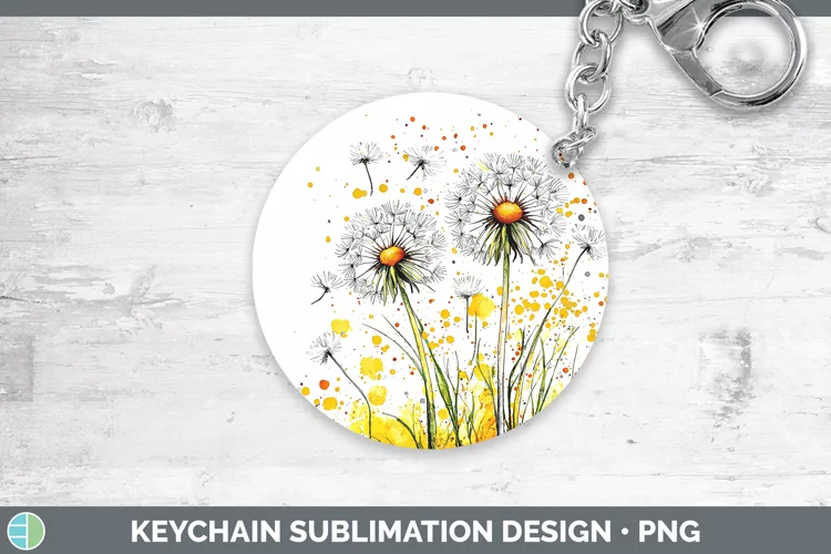 Watercolor Dandelion Keychain Sublimation Keyring Designs