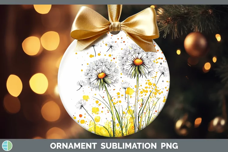 Watercolor Dandelion Ornament Sublimation Bauble Designs