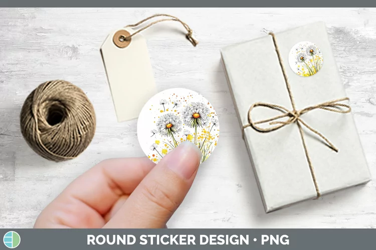 Watercolor Dandelion Stickers | Round Labels Designs