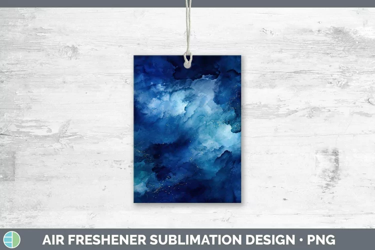 Watercolor Dark Blue Air Freshener Sublimation Car Freshener