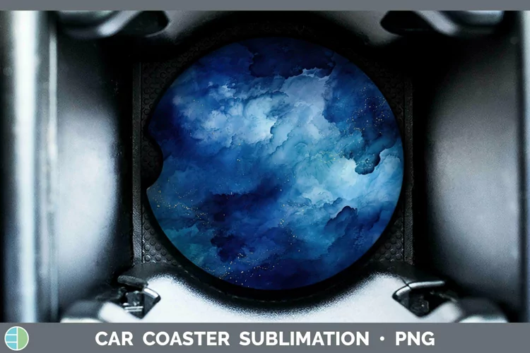 Watercolor Dark Blue Car Coaster Sublimation Coaster Designs
