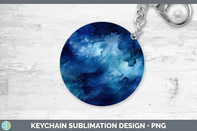 Watercolor Dark Blue Keychain Sublimation Keyring Designs