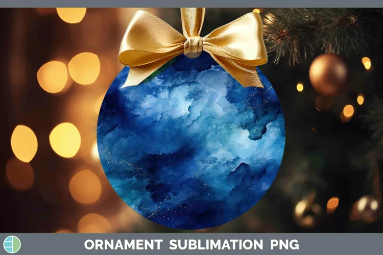 Watercolor Dark Blue Ornament Sublimation Bauble Designs