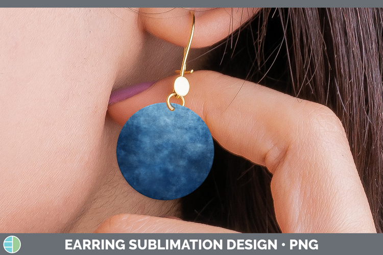 Watercolor Dark Blue Round Earrings Sublimation Earrings Des