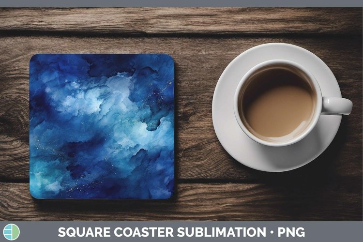 Watercolor Dark Blue Square Coaster Sublimation Coaster Desi