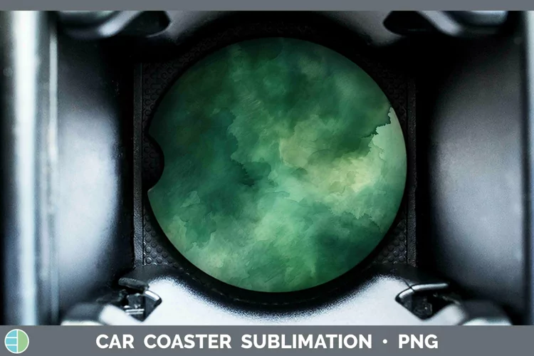 Watercolor Dark Green Car Coaster Sublimation Coaster Design