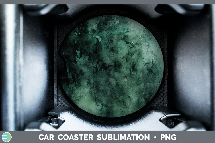 Watercolor Dark Green Car Coaster Sublimation Designs