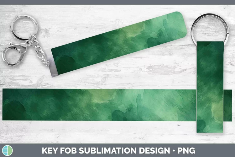 Watercolor Dark Green Key Fob Sublimation Wristlet Designs