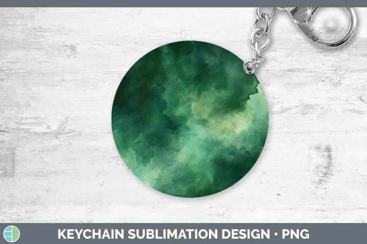 Watercolor Dark Green Keychain Sublimation Keyring Designs