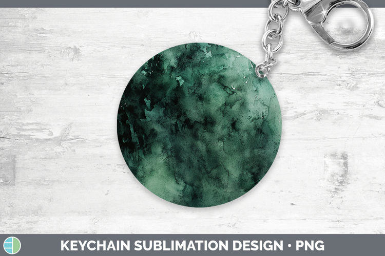 Watercolor Dark Green Keychain Sublimation Keyring Designs
