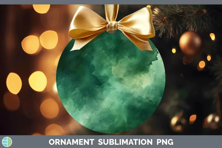 Watercolor Dark Green Ornament Sublimation Bauble Designs